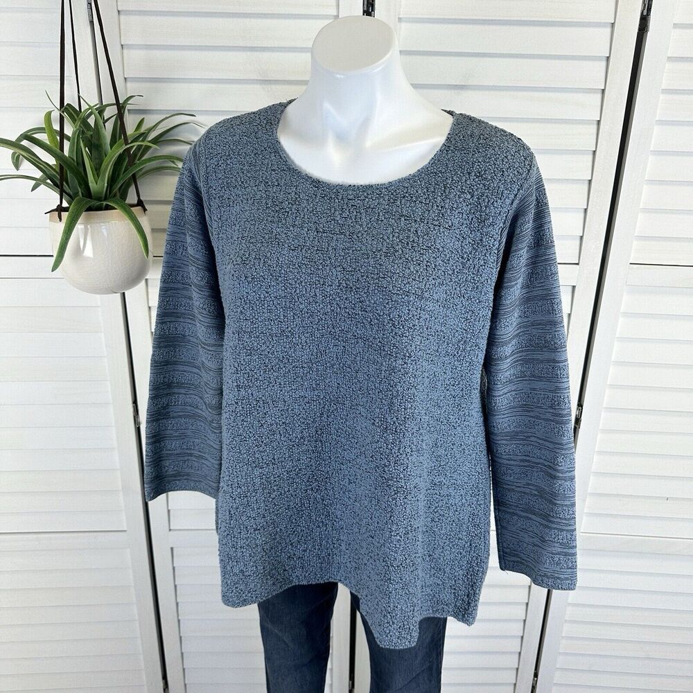 Margaret Winters Blue Boucle Knit Pullover Sweater Lagenlook Wearable Art Size M